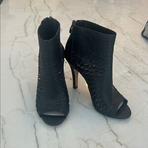 Vince Camuto Black Peep-Toe Heeled Boots